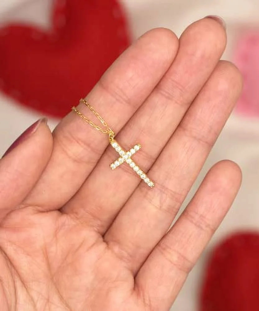 Crystal Gold Cross Necklace E725705