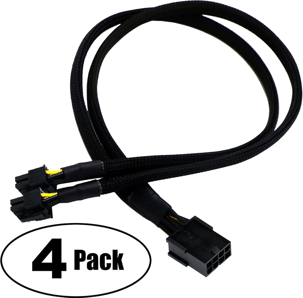 16 AWG PCI-e 8 Pin Female to Dual 8(6+2) Pin Male Sleeved Splitter Power Extension Cable 20 inches (4 Pack) G5415