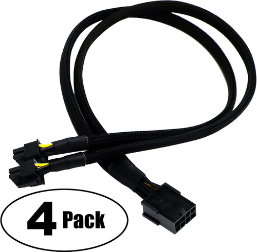 16 AWG PCI-e 8 Pin Female to Dual 8(6+2) Pin Male Sleeved Splitter Power Extension Cable 20 inches (4 Pack) G5415