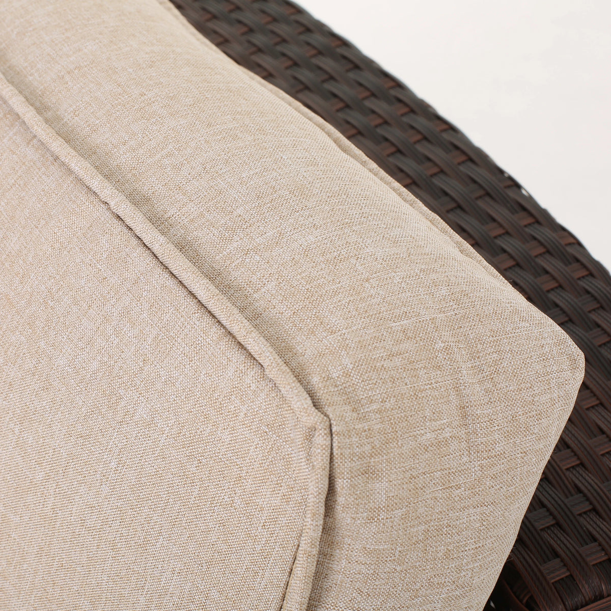 Textured Beige and Brown Outdoor Wicker 2 Seater Sectional Set with Ottoman S381475