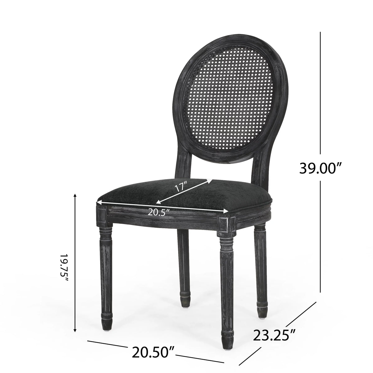 Upholstered Wood and Cane Dining Chairs, Set of 4 I5898