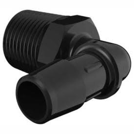 1/2-14 NPT to 1/2x22 Barbed Elbow, Glass Filled Black Nylon H6994