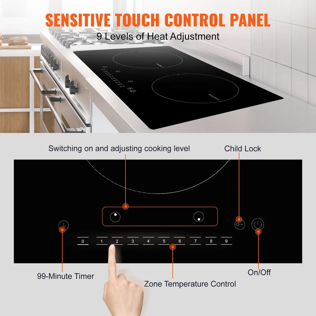 2 Burners Ceramic Glass Electric Cooktop U55569