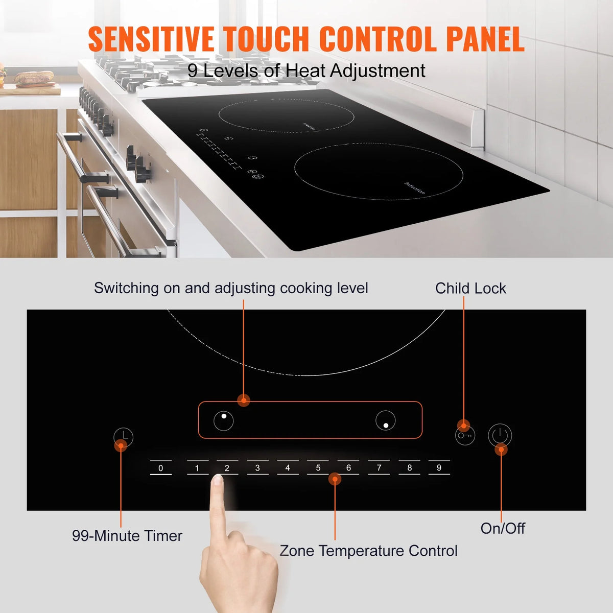 2 Burners Ceramic Glass Electric Cooktop U55569