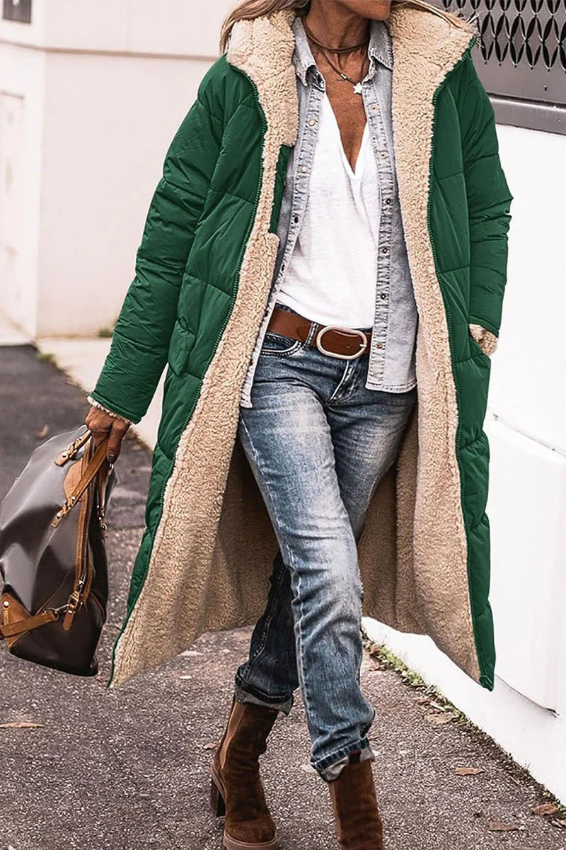 Solid Hooded Collar Outerwear Z91181