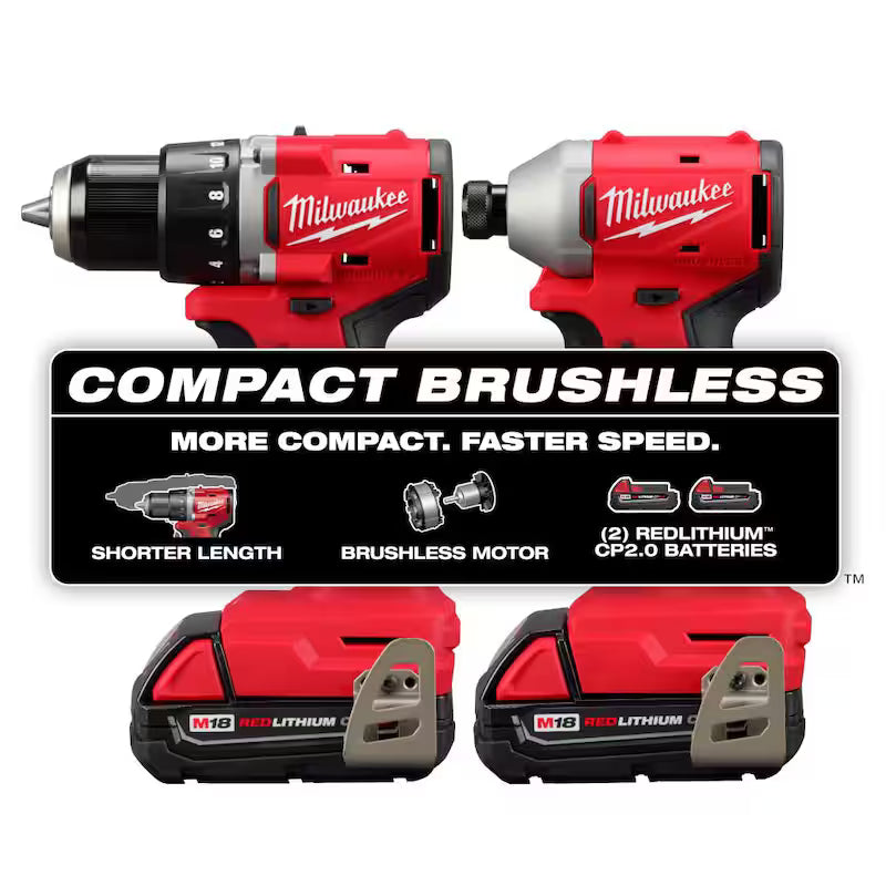18-Volt Lithium-Ion Brushless Cordless Compact Drill/Impact Combo Kit (2-Tool) with Batteries, Charger and Bag R84562