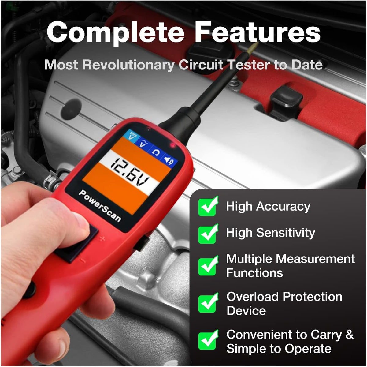 Circuit Tester with 20ft Cable, Built-In Circuit Breaker M90067