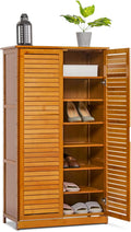 Brown Bamboo Shoe Storage Cabinet with Double Shutter Doors B251