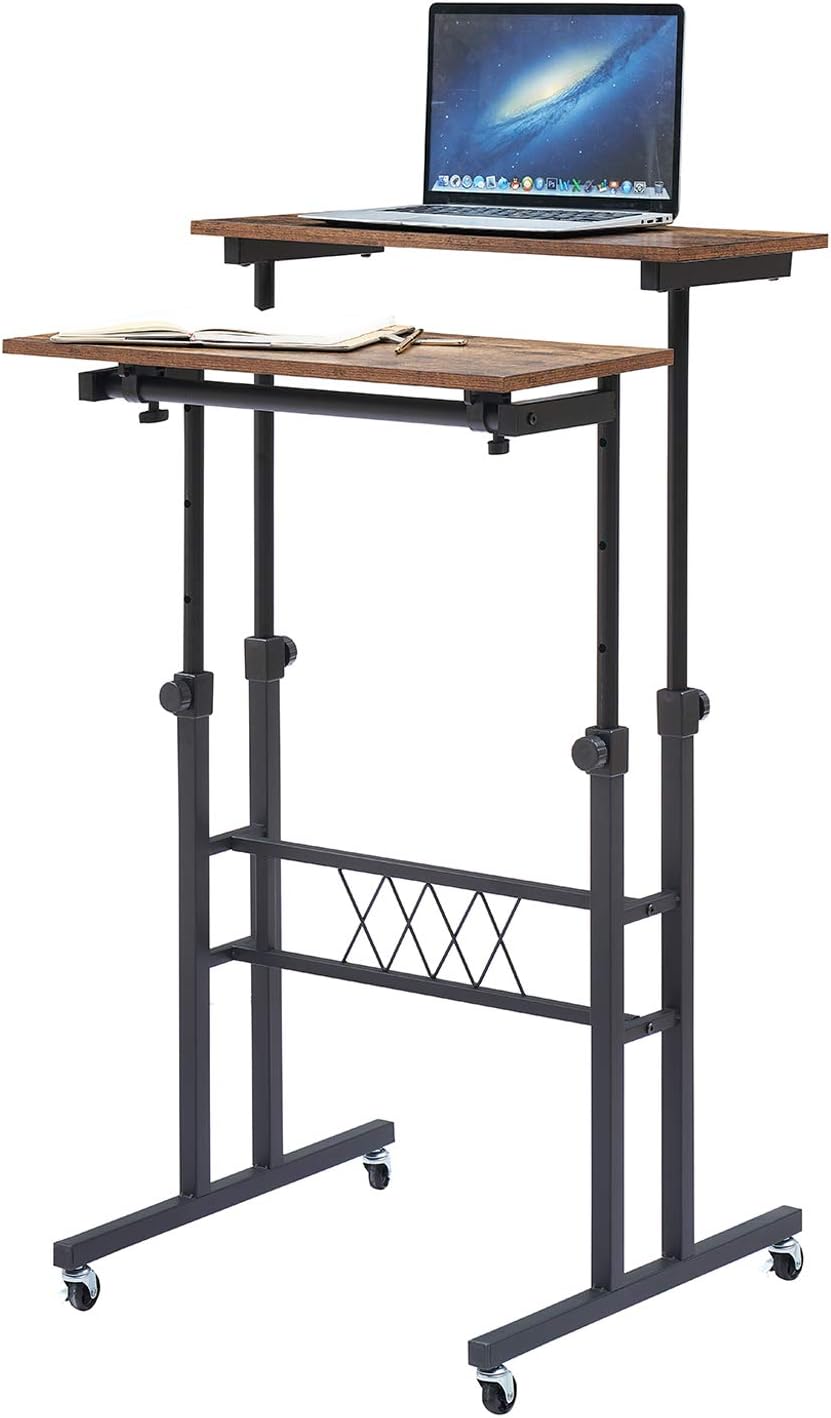 Black Wood Grain Adjustable Height Standing Desk Q96881