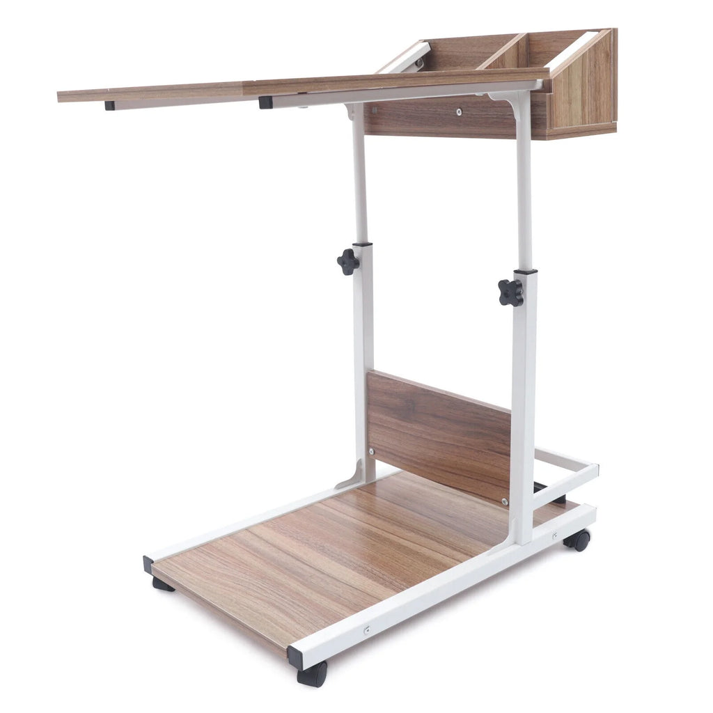 Wooden Bed Side Table with Storage and Wheels A180
