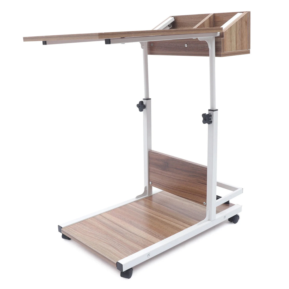 Wooden Bed Side Table with Storage and Wheels A180