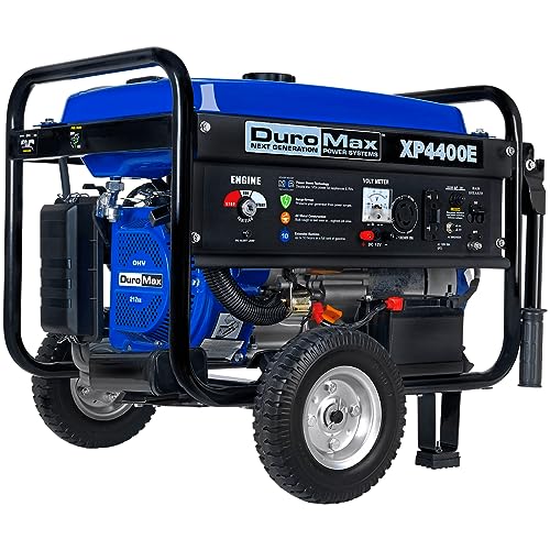 Blue Black Gas Powered Portable Generator 4400 Watt Electric Start S87023