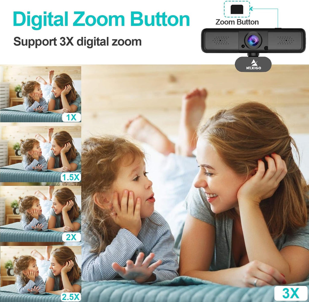 2K 4MP Zoomable Webcam with Privacy Cover & Dual Microphone J45667