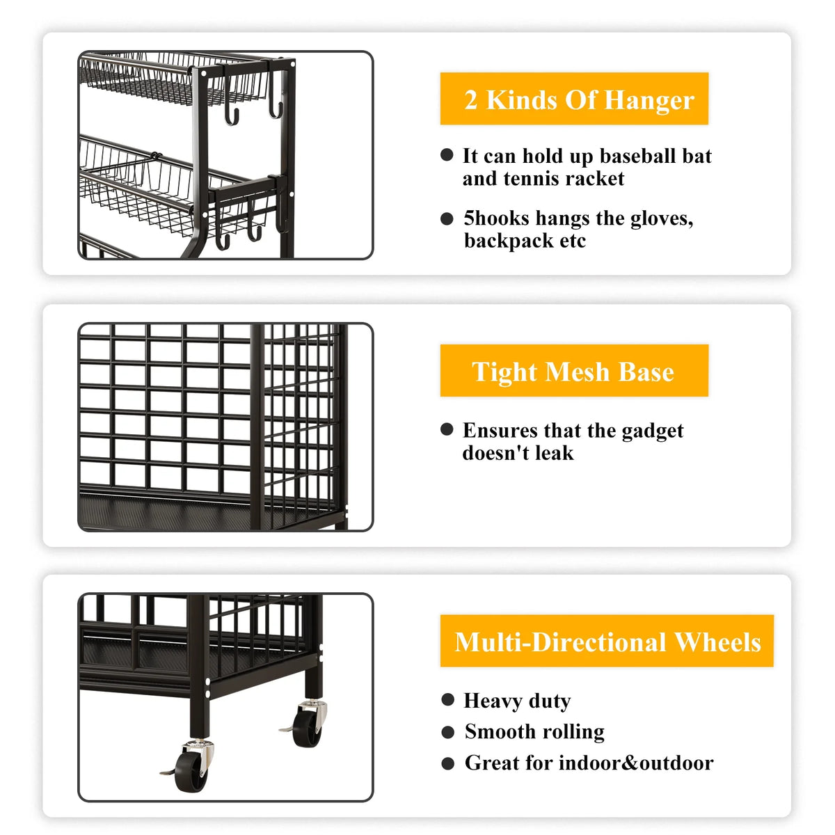 Black Rolling Storage Cart G268