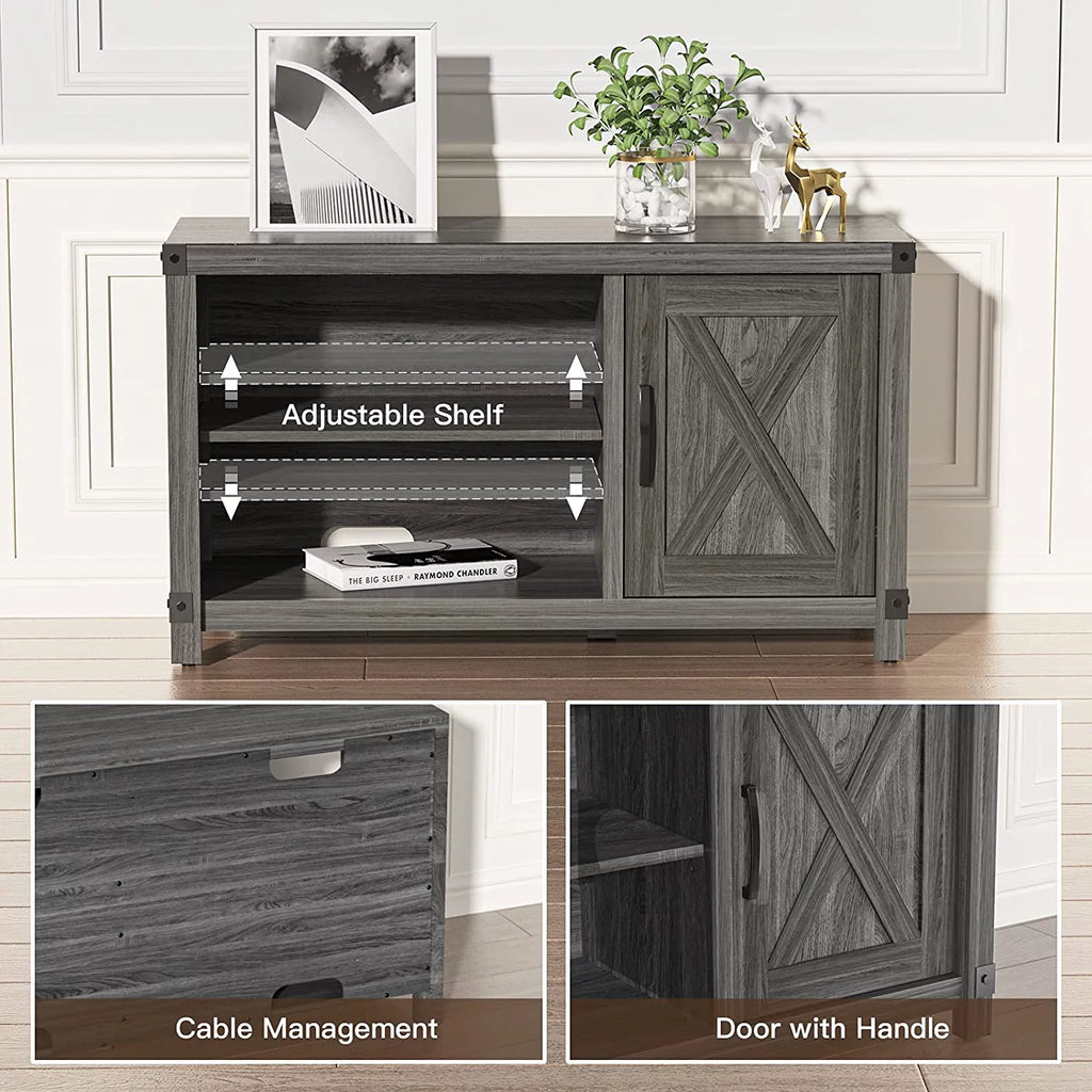 Grey Wood TV Stand with Storage A812705