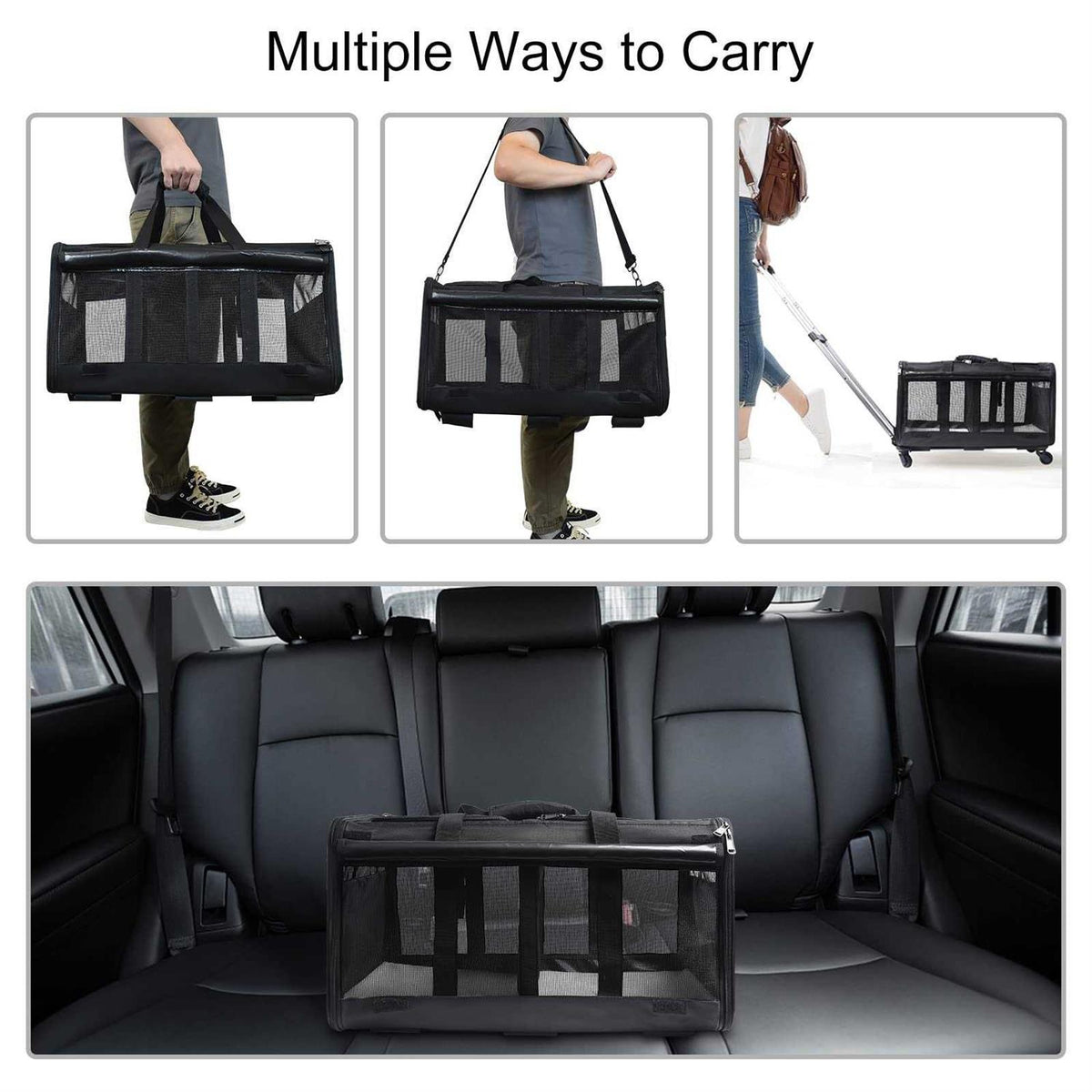 Double-Compartment Pet Rolling Carrier with Wheels B814