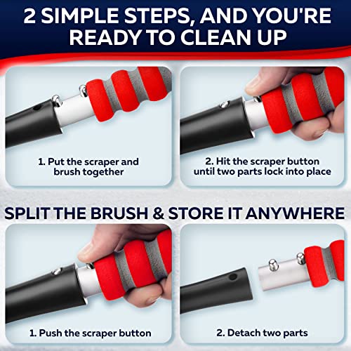 27" Snow Brush & Ice Scrapers with Foam Grip, Detachable, Gray O826