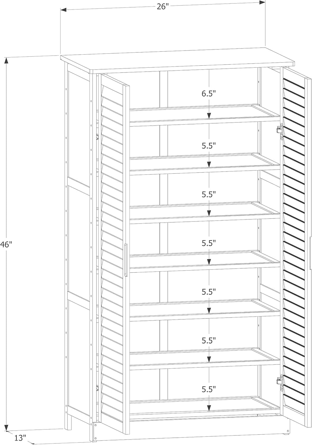 Brown Bamboo Shoe Storage Cabinet with Double Shutter Doors B251