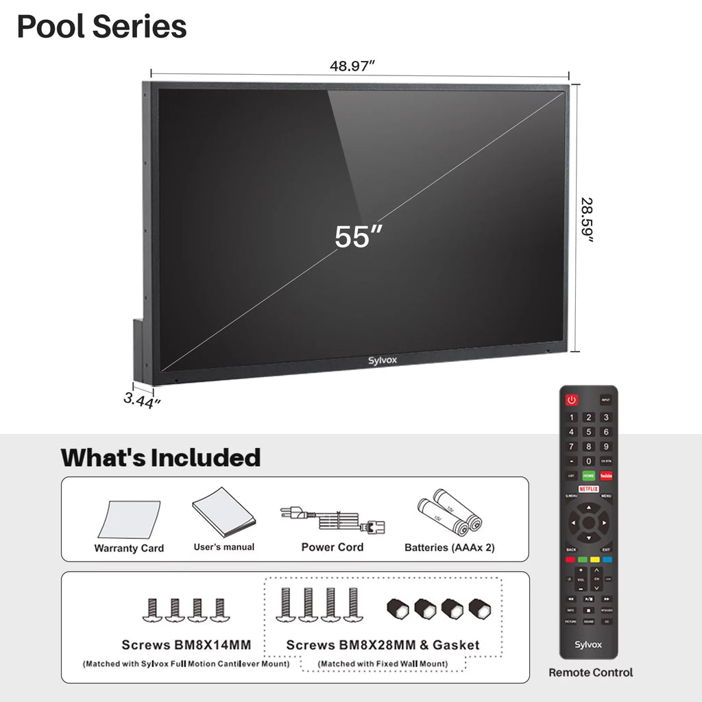 55 inch 2000 Nits 4K UHD IP55 Waterproof Outdoor TV M526