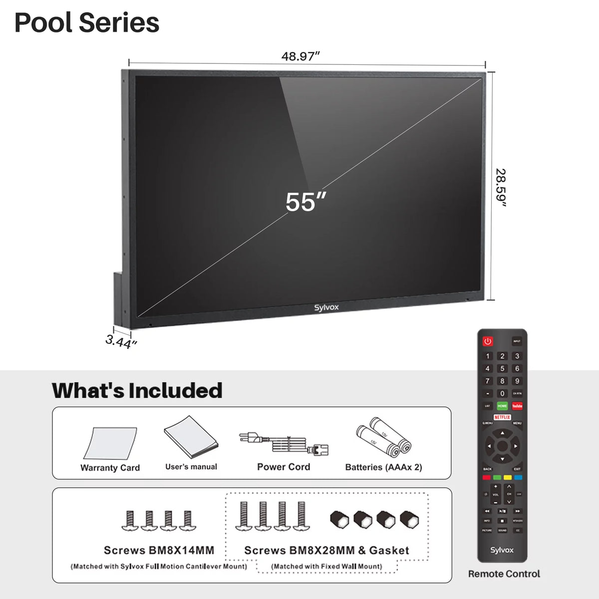 55 inch 2000 Nits 4K UHD IP55 Waterproof Outdoor TV M526