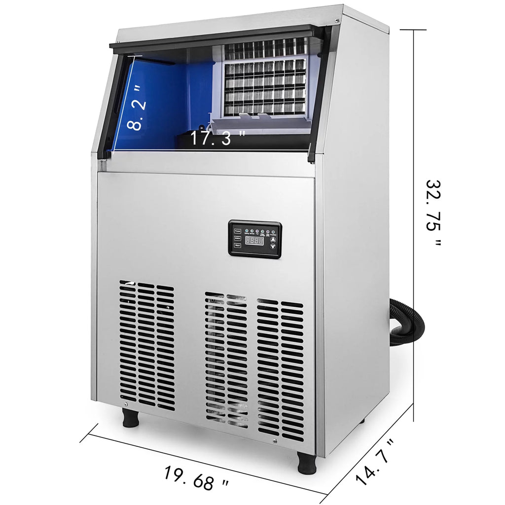 110V Commercial Ice Maker 120-130lbs/24H Stainless Steel U129048