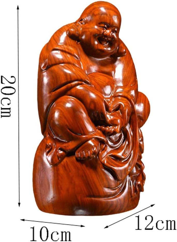 7.88 Inches Huanghuali Wood Carving Maitreya Buddha Statue F56471