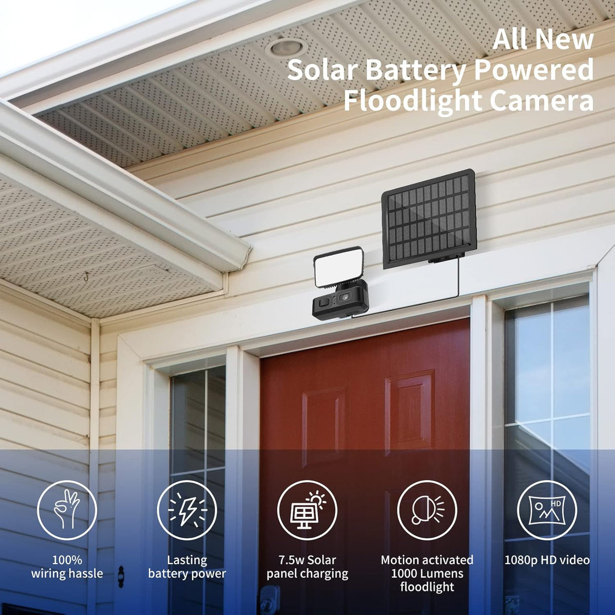 Wireless Solar Battery Powered Outdoor Security Camera with 2-Way Audio and IP66 Waterproof C9659