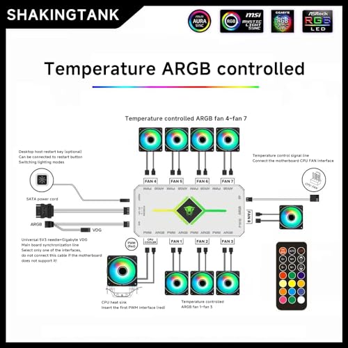 Black 9 Port ARGB PWM Fan Hub X101