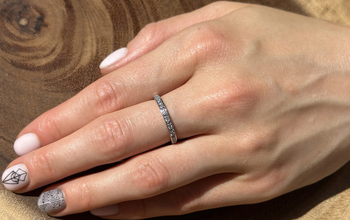 14K Rose Gold Half Eternity Band 0.12ct Natural Diamond Aquamarine O5044