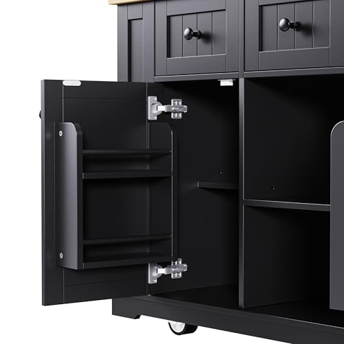 53" Kitchen Cart Island on Wheels with Power Outlet P110021