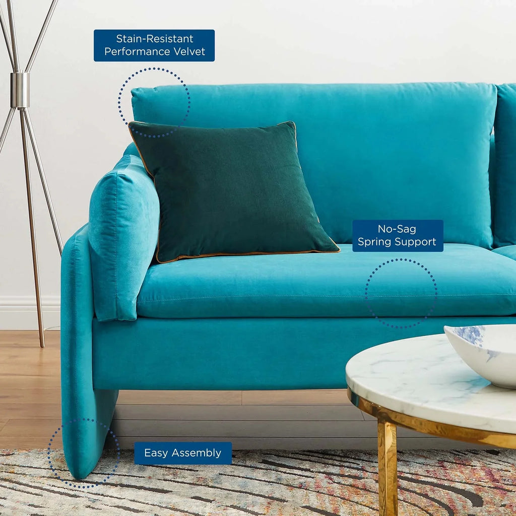 Blue Performance Velvet Sofa A890352