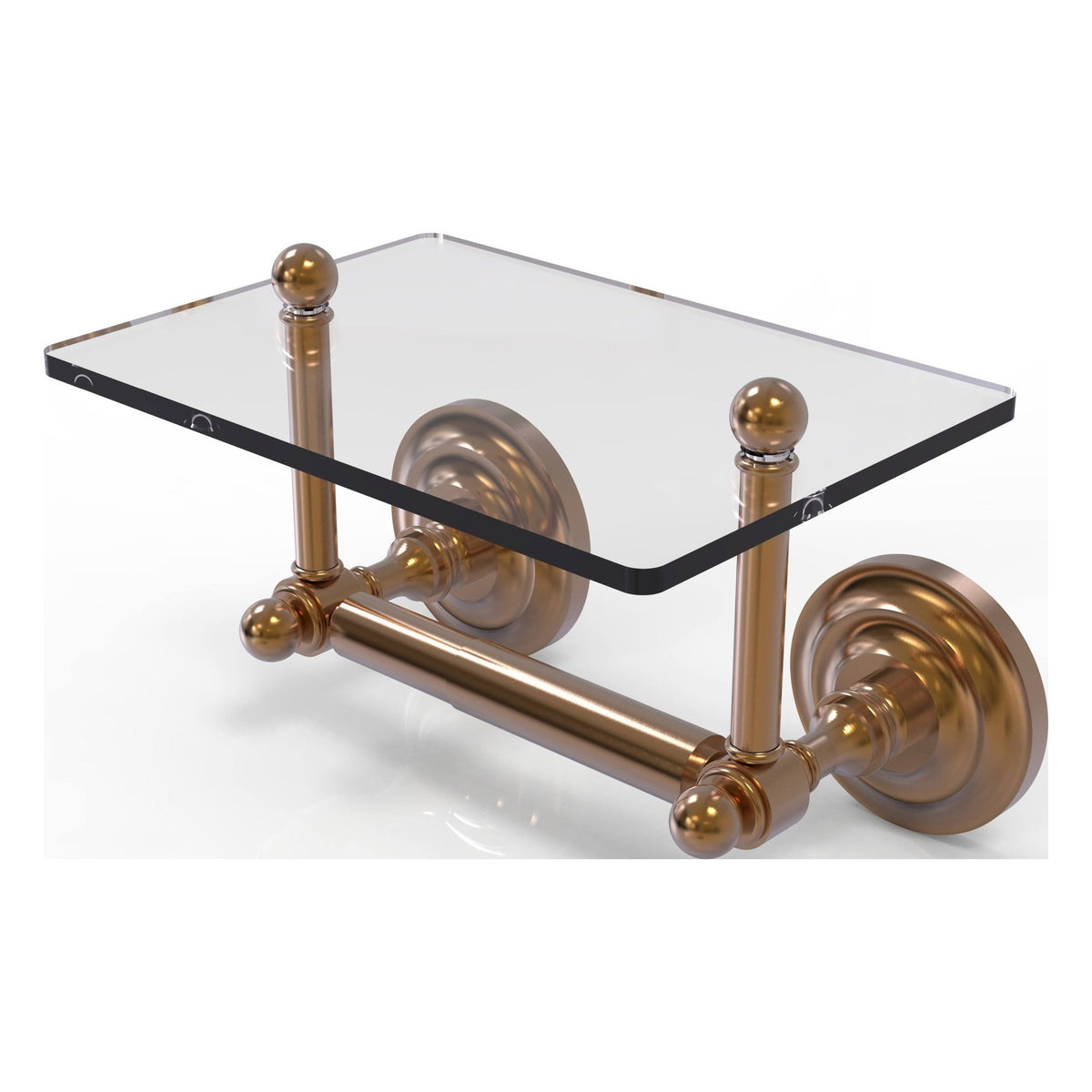 Brushed Bronze Toilet Tissue Holder with Glass Shelf Q7298
