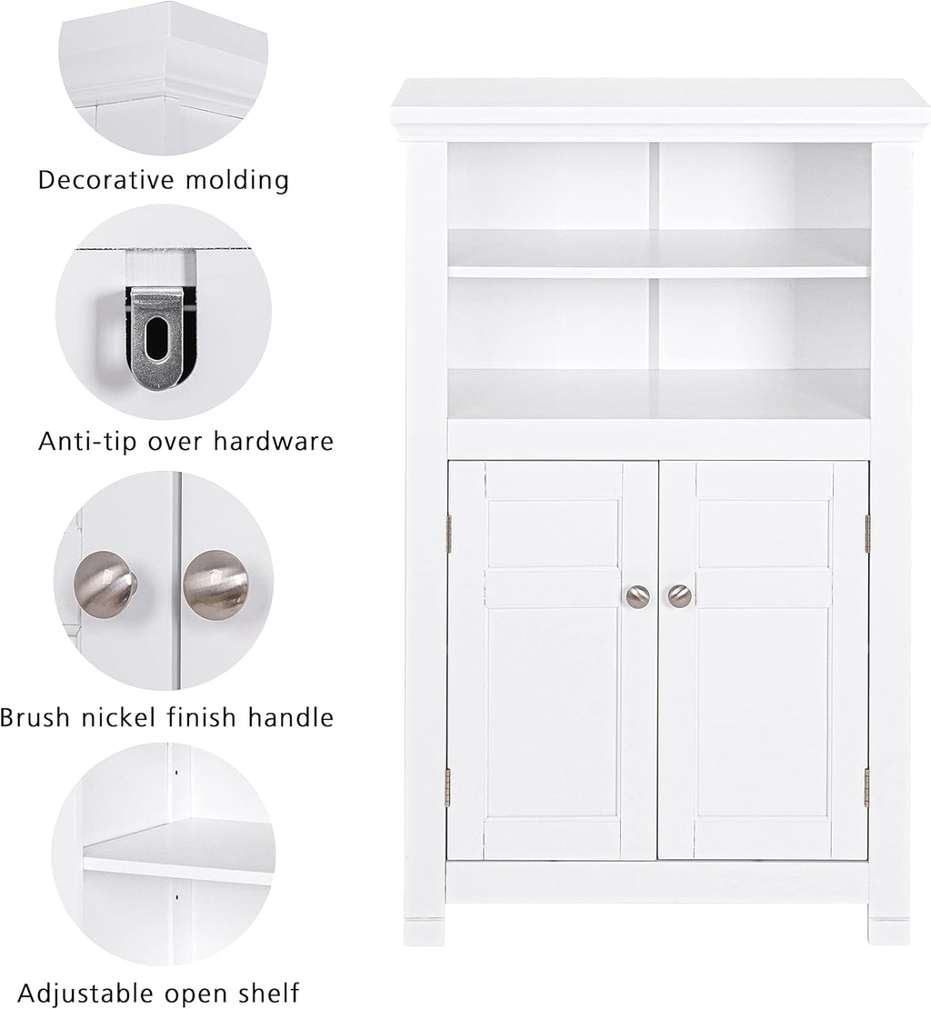 Freestanding Bathroom Cabinet with Doors and Adjustable Shelf, White C939
