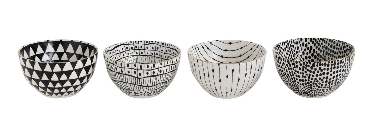 White & Black Bowls (Set of 4) G195