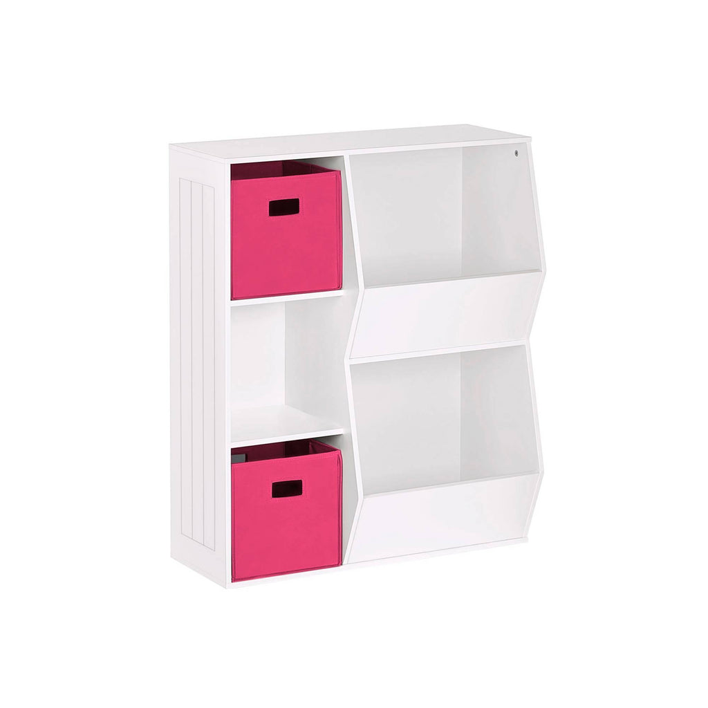 Kids' Floor Cabinet Set with 2 Bins White Hot Pink U75485