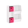 Kids' Floor Cabinet Set with 2 Bins White Hot Pink U75485