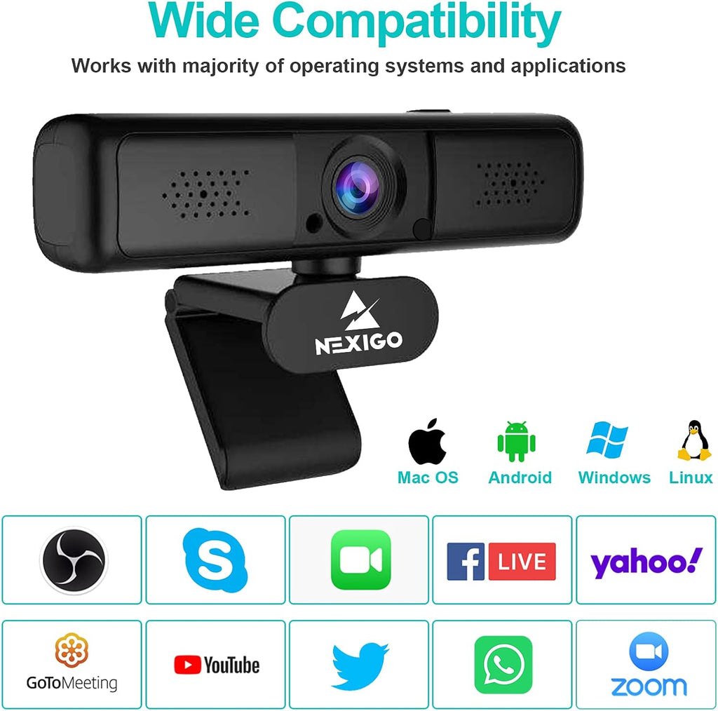 2K 4MP Zoomable Webcam with Privacy Cover & Dual Microphone J45667
