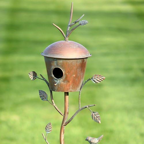 Large Copper Colored Birdhouse Garden Stakes L527