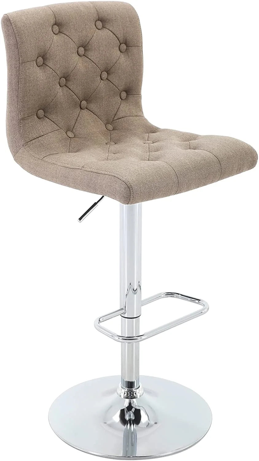 Tufted Swivel Bar Stool with Back, Fabric Upholstered Armless Bar Chair A59753