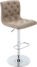 Tufted Swivel Bar Stool with Back, Fabric Upholstered Armless Bar Chair A59753