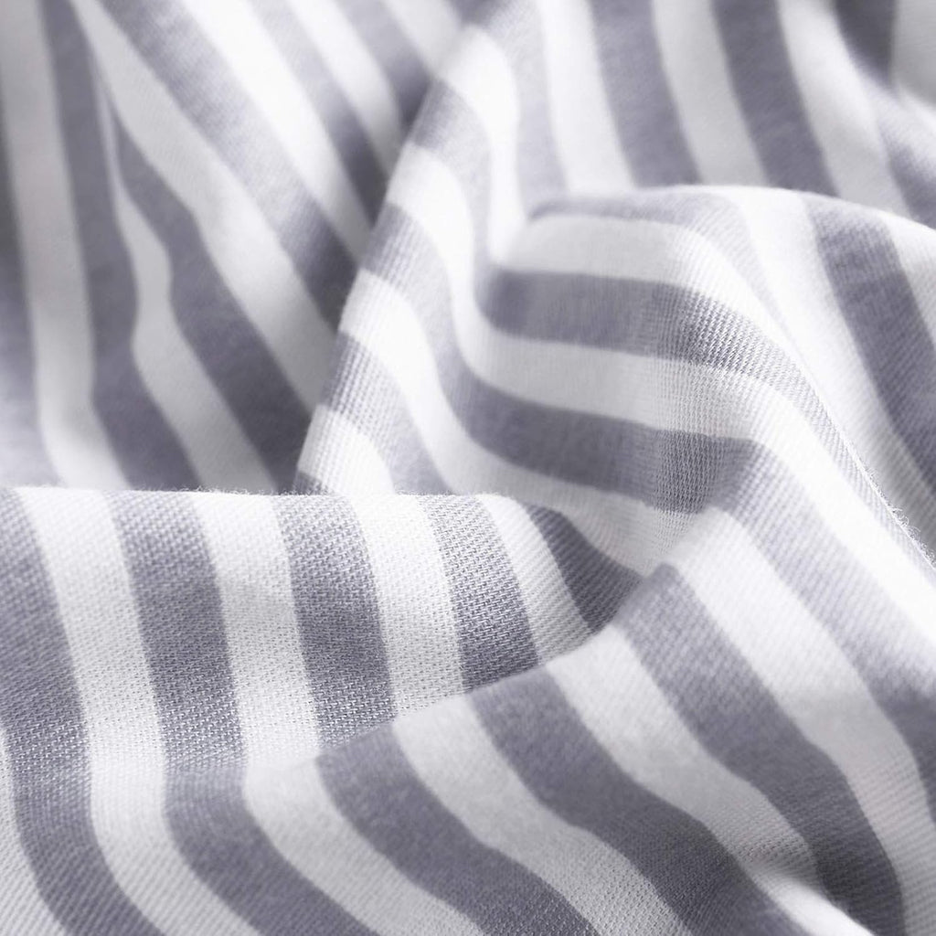 Gray White Striped 100% Cotton Duvet Cover Set, California King Size E448082