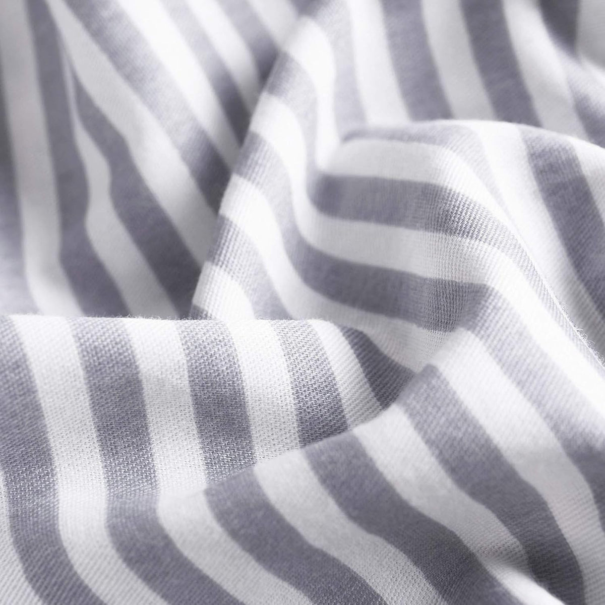 Gray White Striped 100% Cotton Duvet Cover Set, California King Size E448082