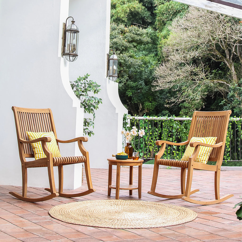 3-piece Teak Outdoor Rocking Chair Chat Set X8901