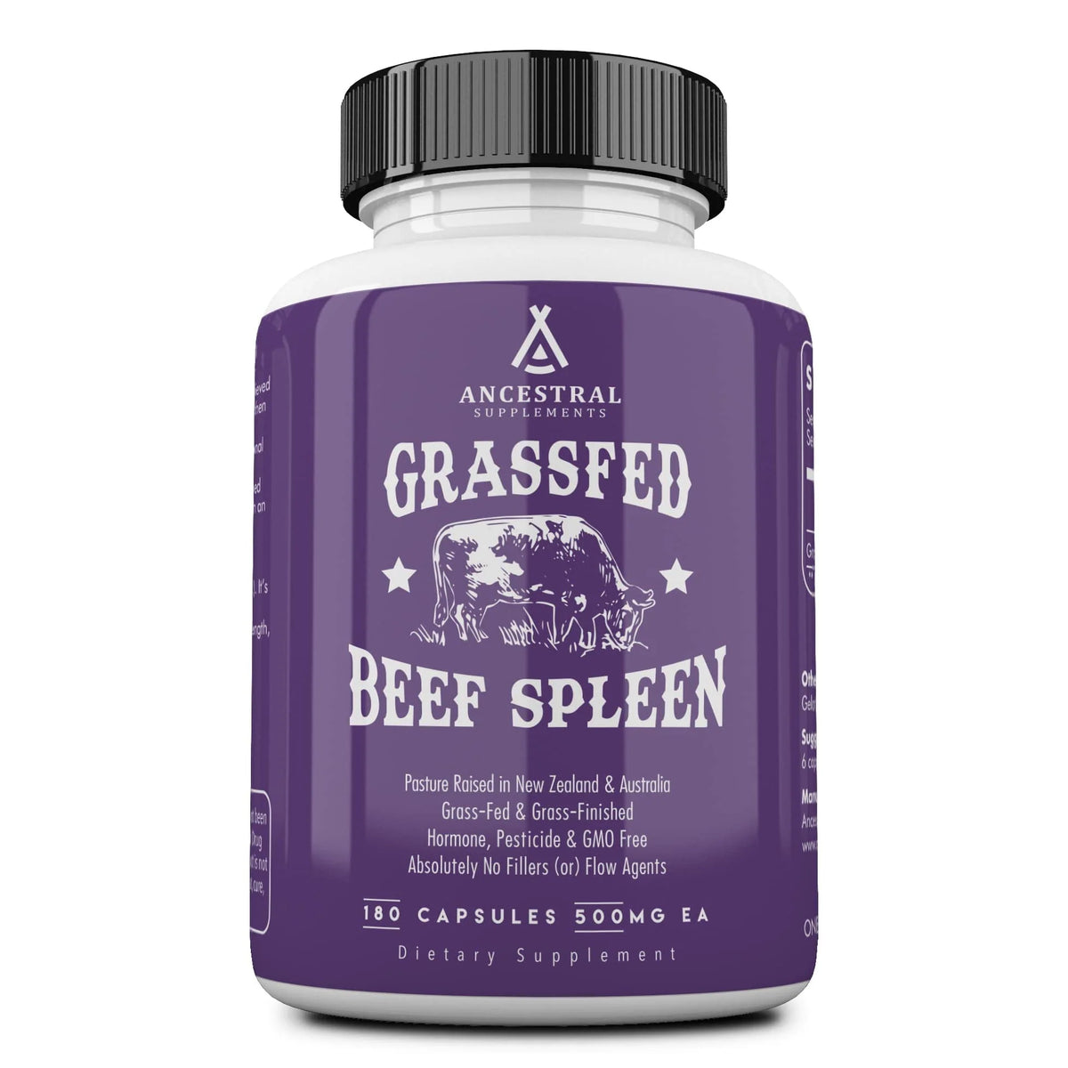 Grass Fed Beef Spleen Supplement, 3000mg, 180 Capsules S3565
