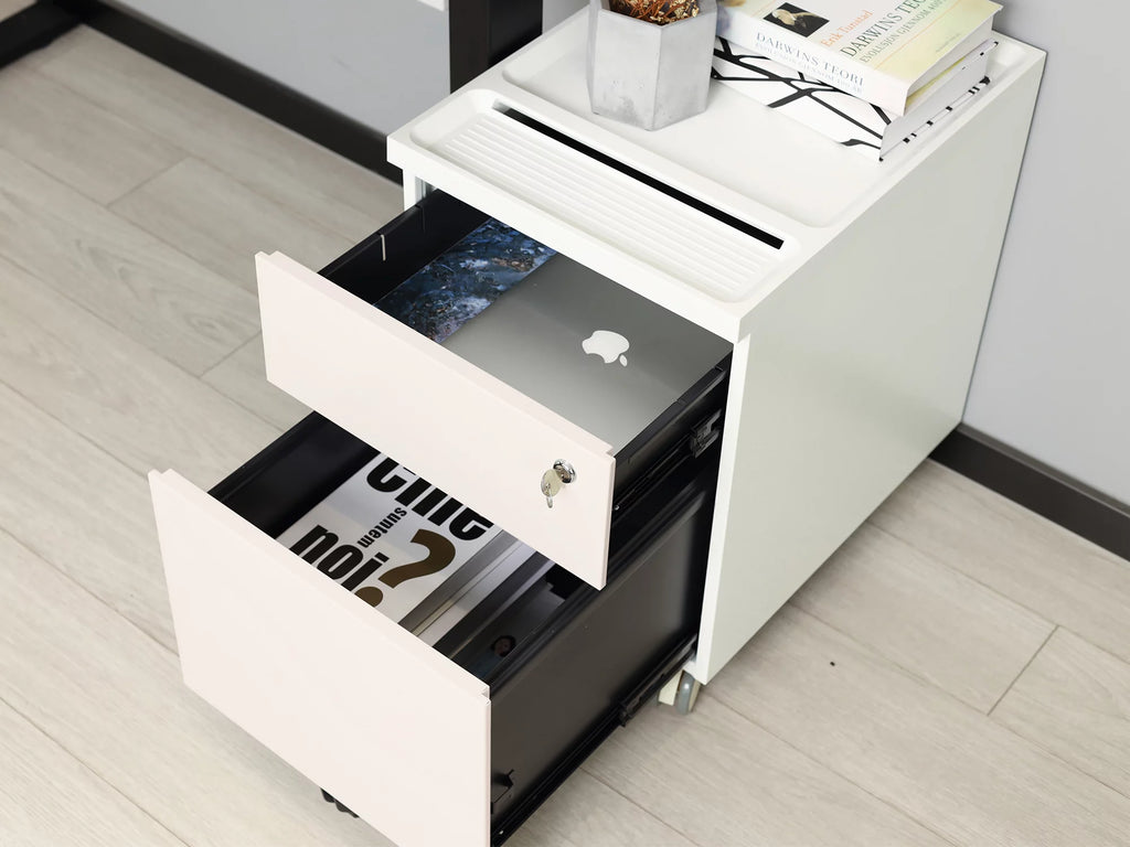 Pink 2-Drawer Metal Filing Cabinet with Wheels I155591