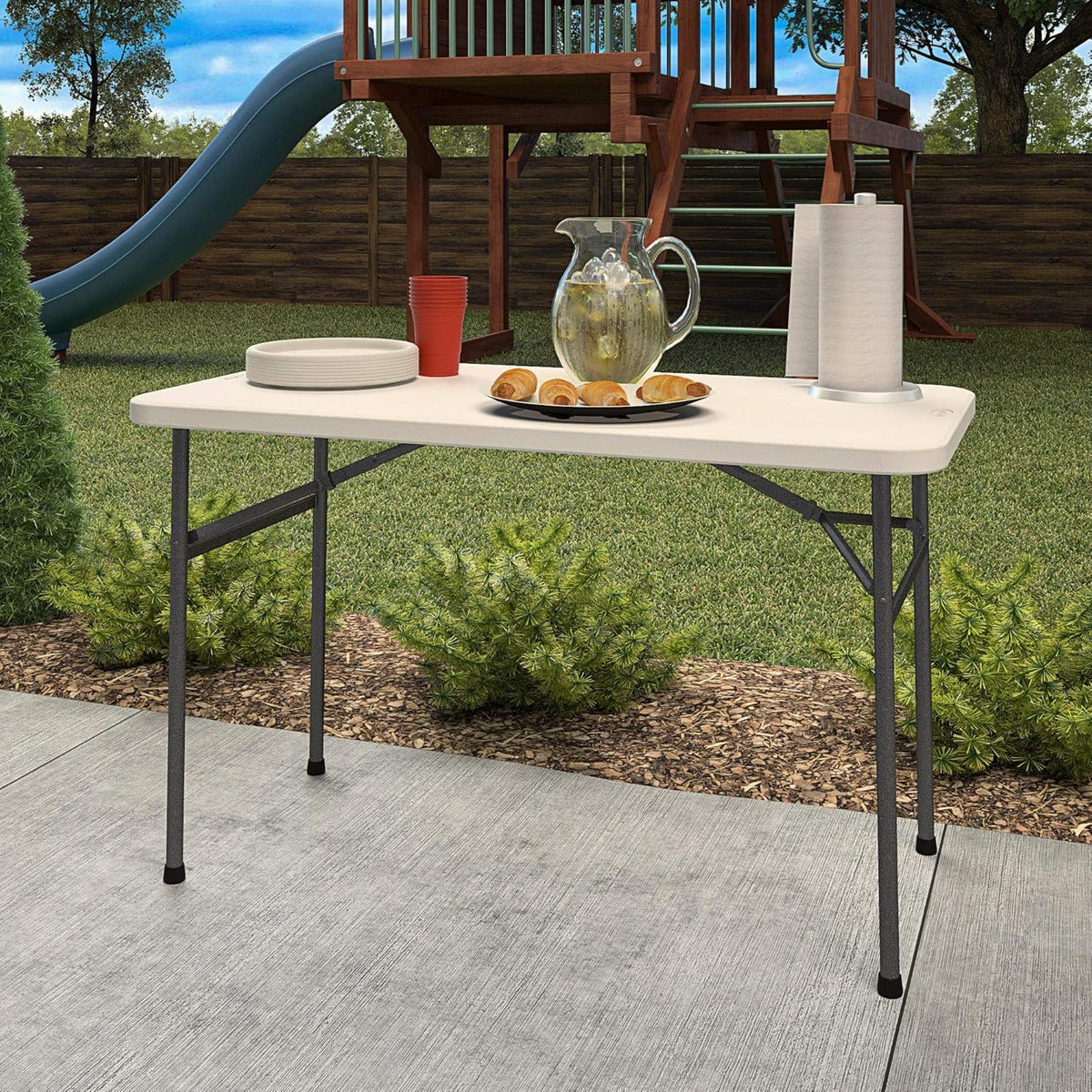 White 4 ft. Folding Utility Table O18629