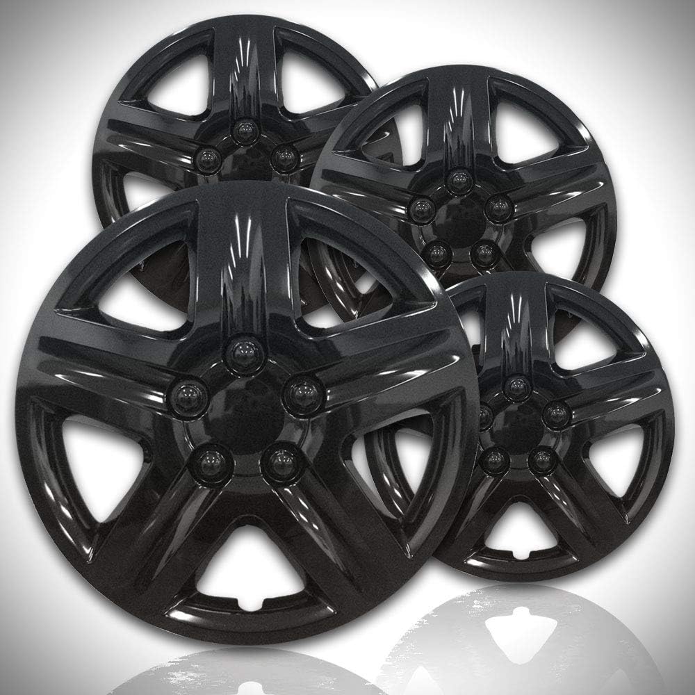Chrome 16" Gloss Black Hubcap Kit ABS Deluxe 4 Pack G9784