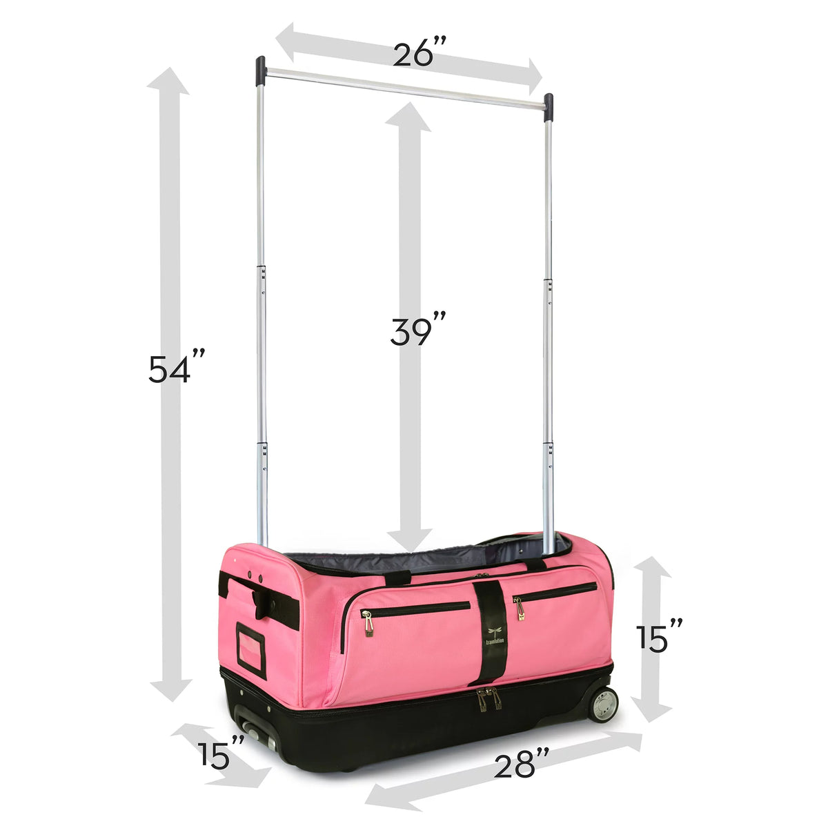 Pink/Black 28 inch Collapsible Duffel with Wheels K29798
