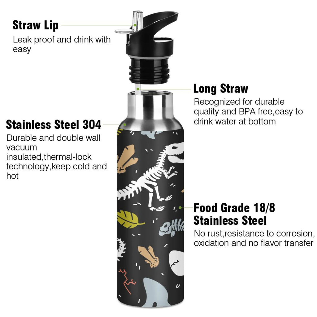 Stainless Steel Vacuum Insulated Water Bottle with Straw Lid 20 OZ Y711