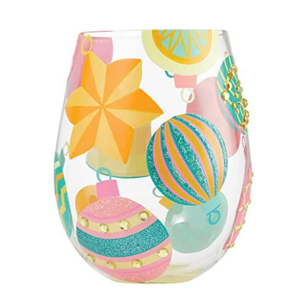 Hand Painted Stemless Wine Glass X537470